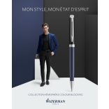 WATERMAN HEMISPHERE COLOR BLOCKING GOLYÓSTOLL FEKETE-KÉK, EZÜST KLIPSZ 2202850