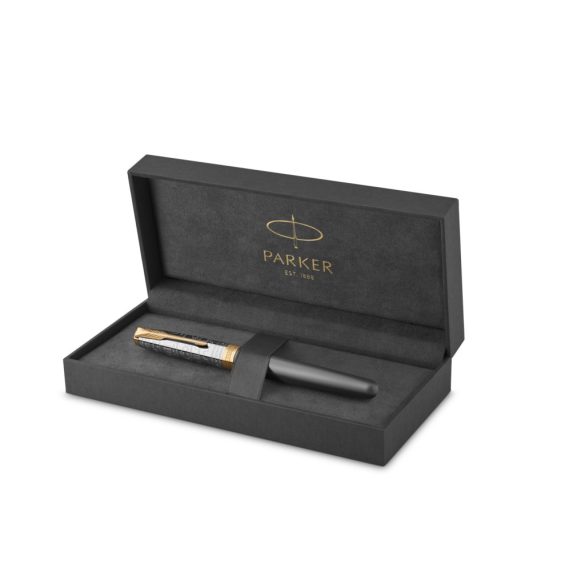 PARKER ROYAL SPECIAL EDITION SONNET CHINA 18K TÖLTŐTOLL SZÜRKE CIZELLÁLT, ARANY KLIPSZ 2207186