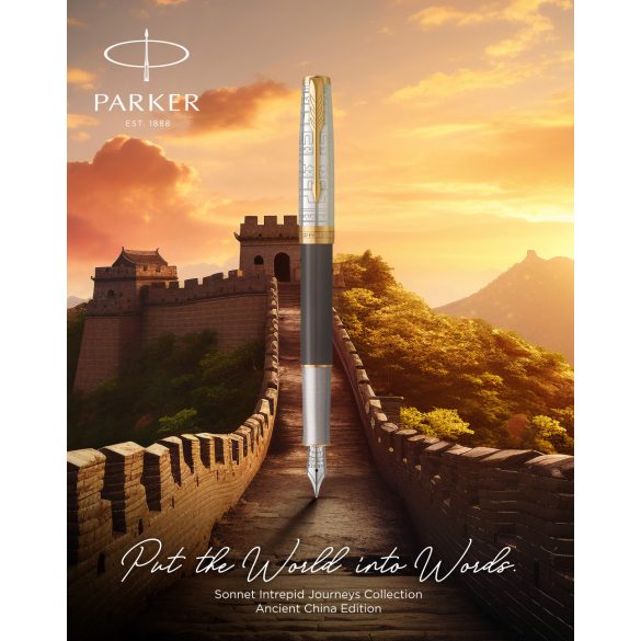PARKER ROYAL SPECIAL EDITION SONNET CHINA 18K TÖLTŐTOLL SZÜRKE CIZELLÁLT, ARANY KLIPSZ 2207186